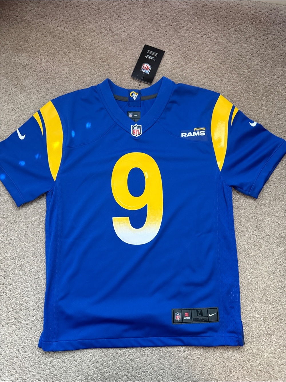 Nike Kids Los Angeles Rams Blue and Yellow Jersey #9